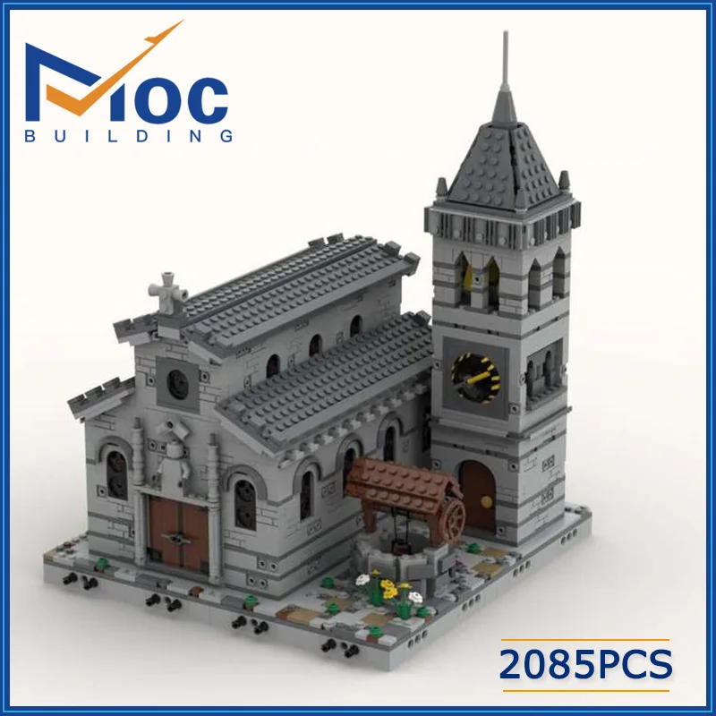 

Building Blocks City Castle Medieval Church - modular Street View Architecture DIY Large Assembly Construction Model MOC-33985