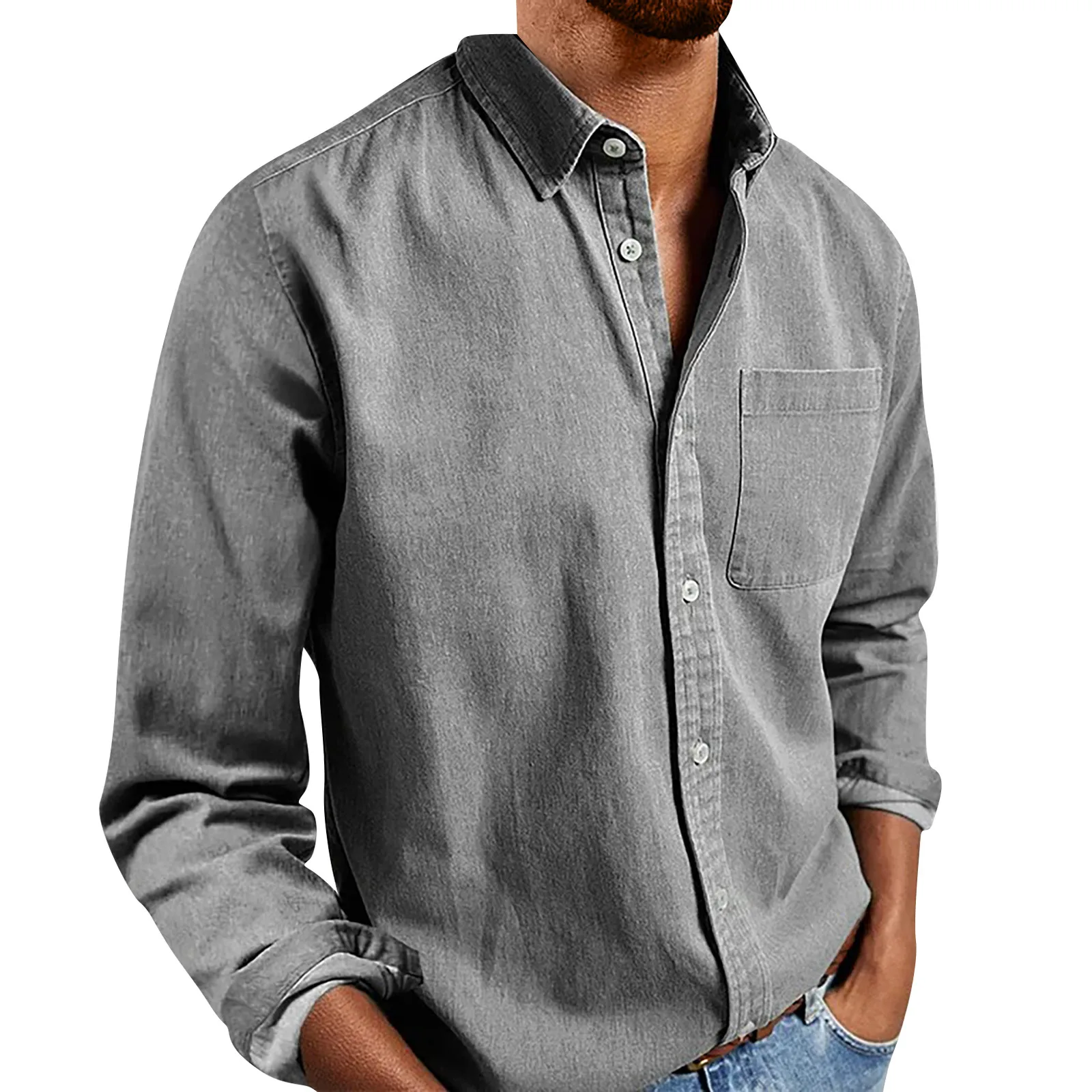 Camisas de manga larga para hombre, camisas informales, clásicas, lisas, para viaje diario, cómodas, sueltas, combinan con todo, primavera y otoño