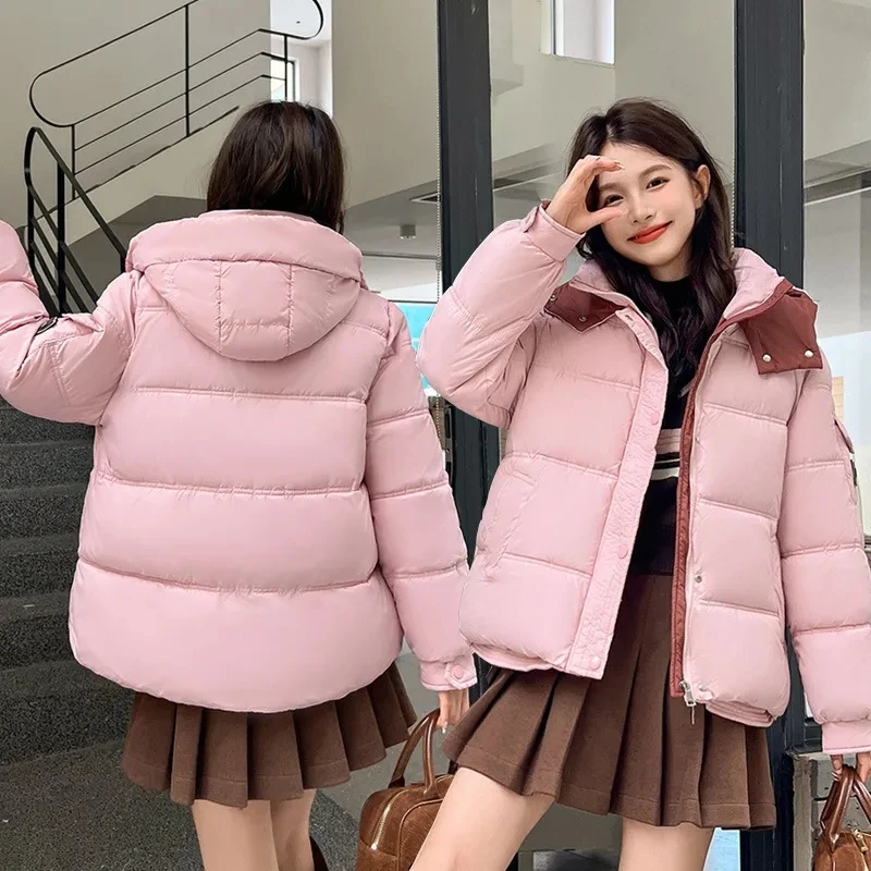 Fashion 2025 New Women Parkas Down Jacket with Hood Autumn Winter Warm Over Size Casual Short Thick Outwear Female Coat