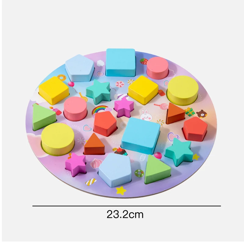 Planche de correspondance de couleurs et de formes de gâteau d'anniversaire en bois, ensemble de jouets éducatifs et interactifs, puzzle en forme de couleur assortie, Montessori