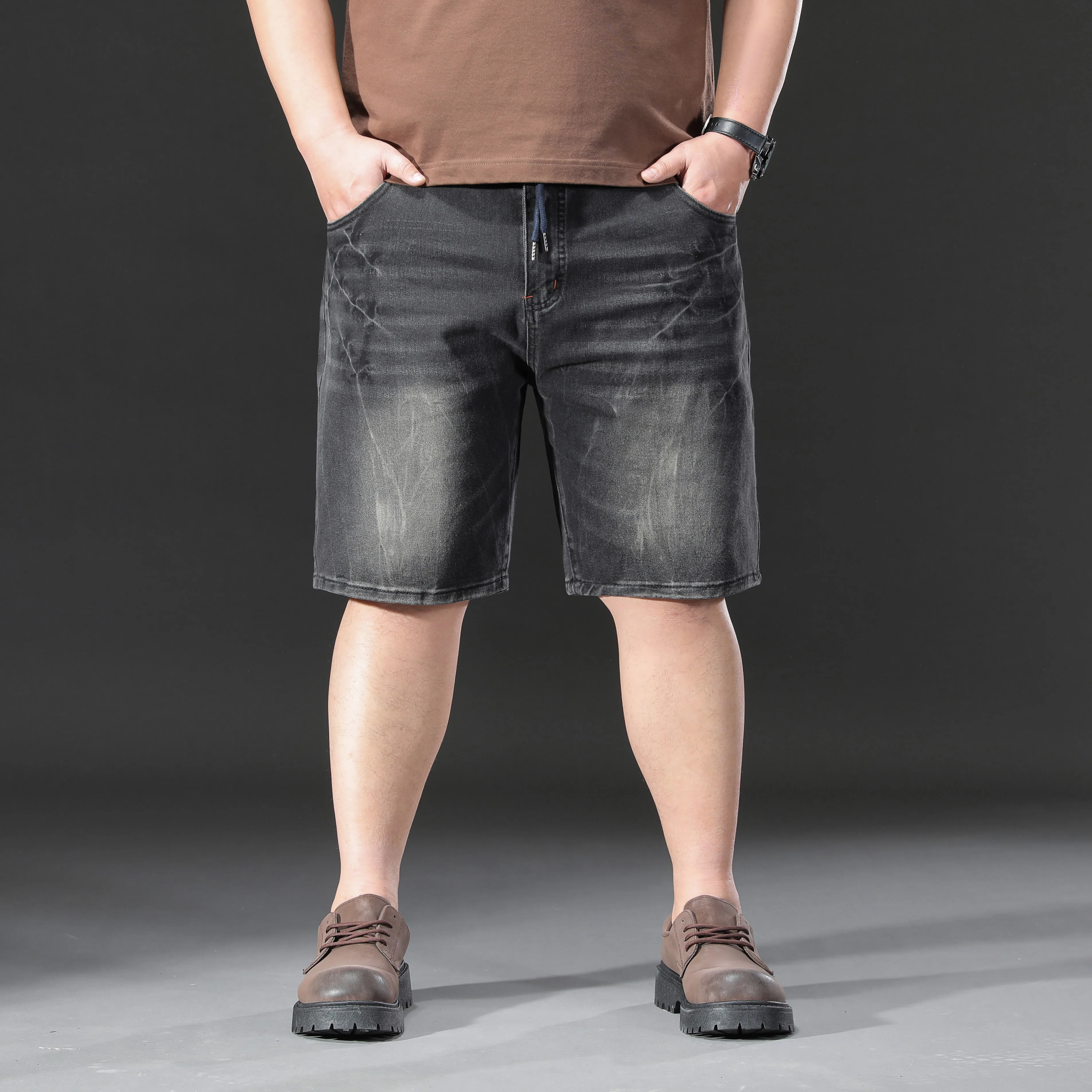 Pantalones Cortos de Mezclilla Tallas Grandes para Hombre, Jeans 2XL-6XL, Pantalones Casuales de Verano, Pantalones Rectos de Negocios, Jorts Elásticos a la Moda hasta la Rodilla