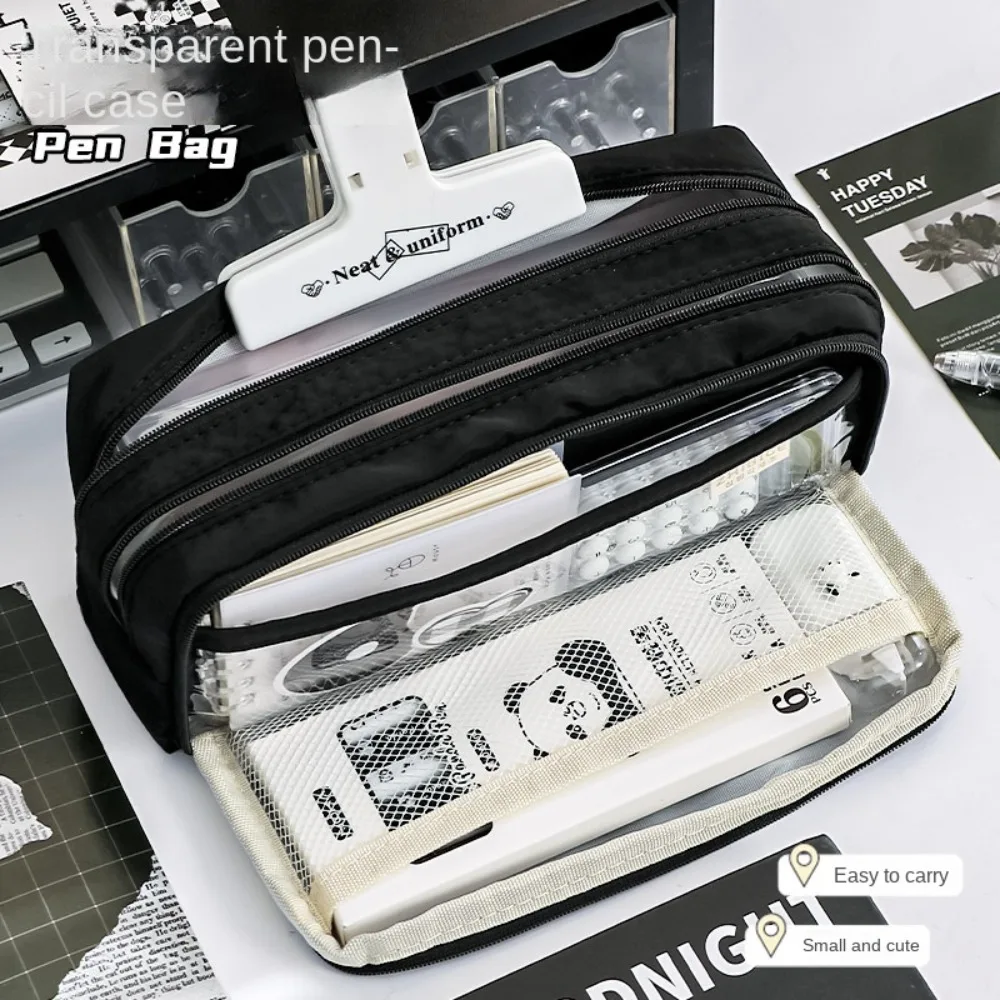 Clear Pencil Case New Large Capacity Stationery Bag Pencil Box School Pouch Transparent Pen Bag Girls