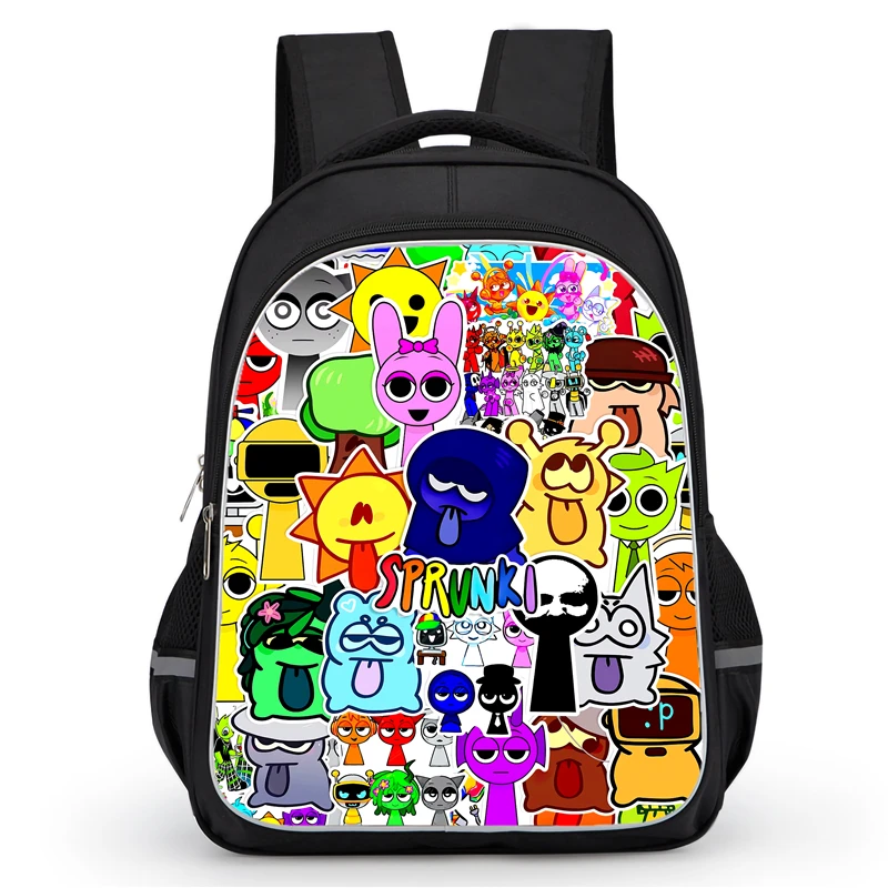 

School Backpack with Double Zipper Pocket,Cartoon Sprunki School Bags for Boys Girls,Durable 16-in Child Backpack for Pupil
