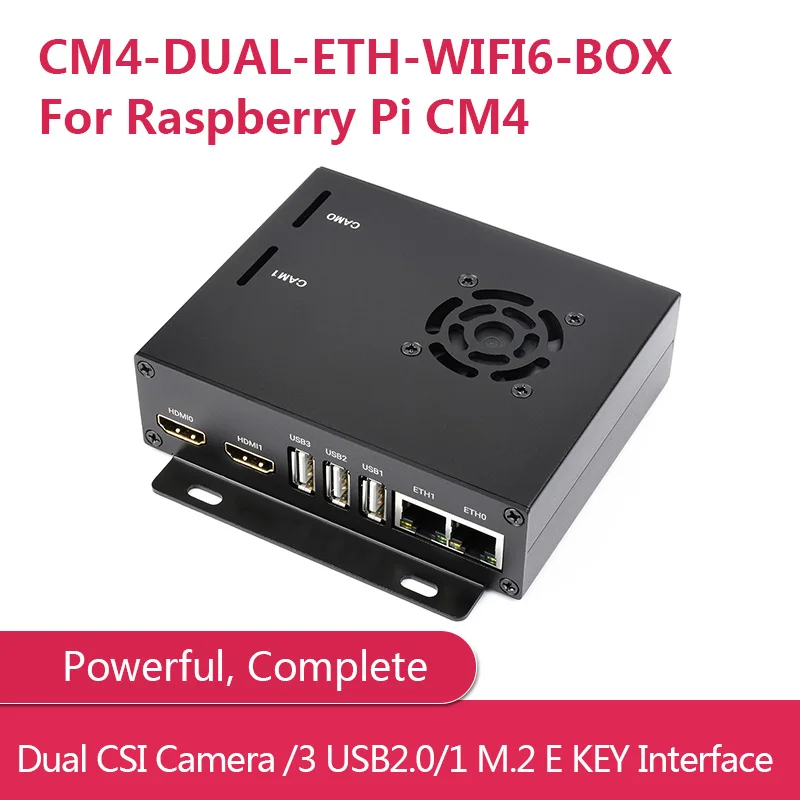 

WIFI6 Dual ETH Mini-Computer Designed for Raspberry Pi Compute Module 4, Onboard M.2 E KEY Slot Dual CSI Camera