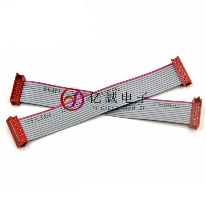 2PCS 1.27MM Red MICRO MATCH Red Cold Press IDC Grey Ribbon Cable 4P/6P/8P/10P/12P/14P/16P/18P/20P/22P/24P/26Pin 10CM-50CM
