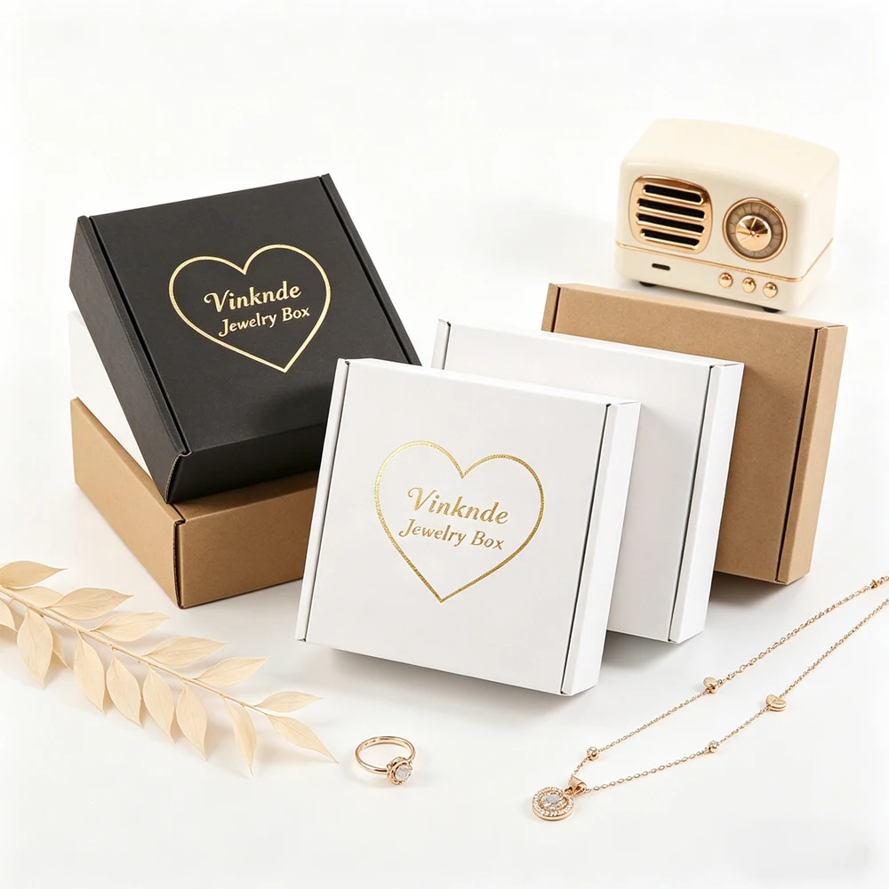 

50/100Pcs Custom Logo Jewelry Packaging Gifts Box Cardboard Corrugated Mailer Boxes For Chocolate Earrings Rings Airplane box