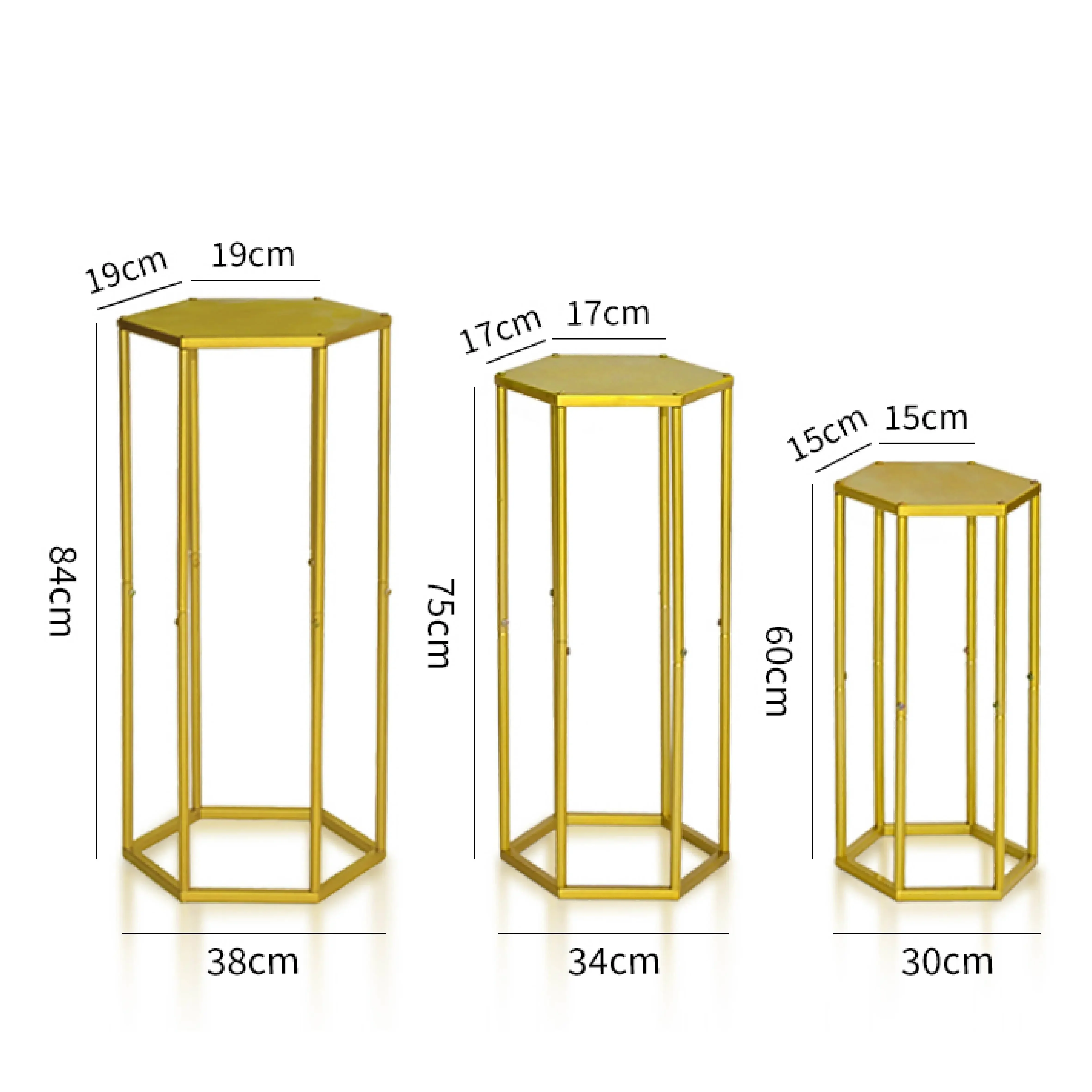 Metal Hexagon Round Cylinder Stands Gold Pedestal Cake Stand for Party Decoration, Wedding Display Props Bedroom Plant Frames