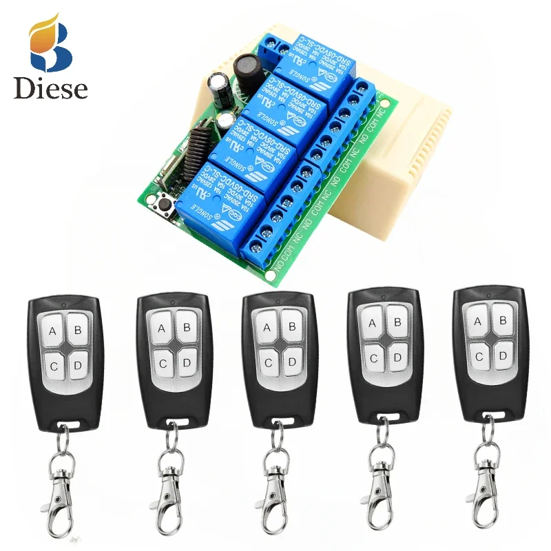 

Diese Universal Wireless Radio Control Relay DC 6~30V 4CH RF433Mhz Relay Receiver and Remote Control for Garage gate door tv