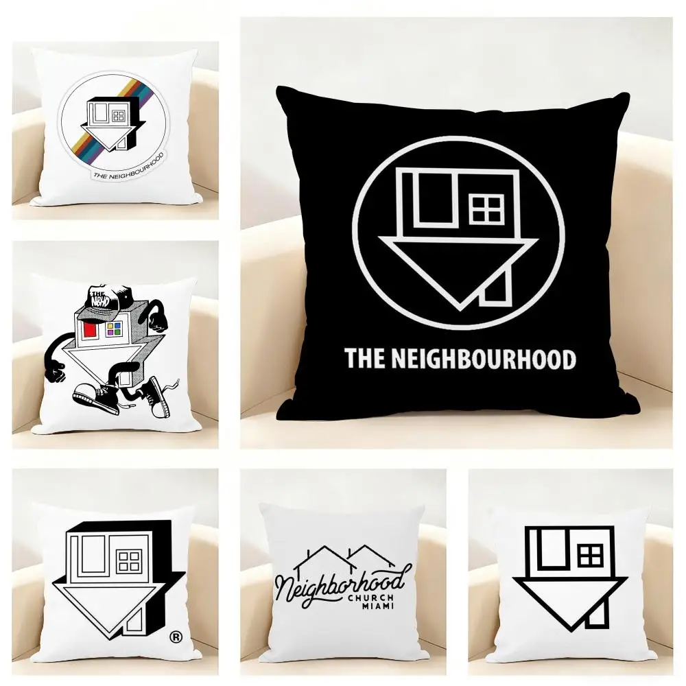 LOGO Design N-Neighborhood Cushion Cover Linen Pillowcase Soft  for Sofa Bed Home Room Decor