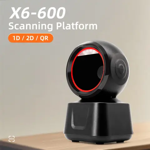 X6-600 Barcode Reader Scanning Desktop Bar code Scanner 1D 2D QR Code Reader Hands-Free Wired USB Barras Support Screen Code