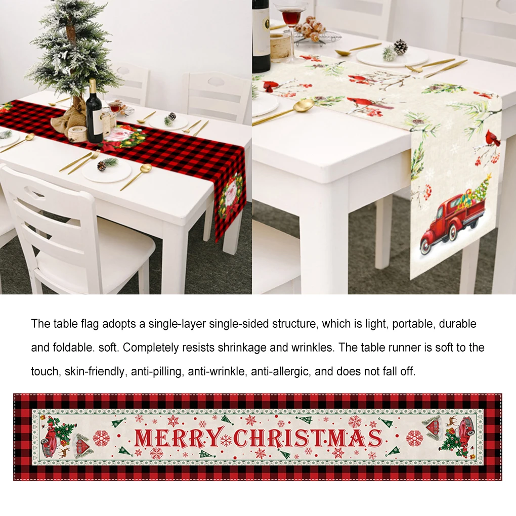 

Christmas Table Runner Merry Christmas Decoration for Home Xmas Party Decor Layout Restaurant Ornament Happy New Year