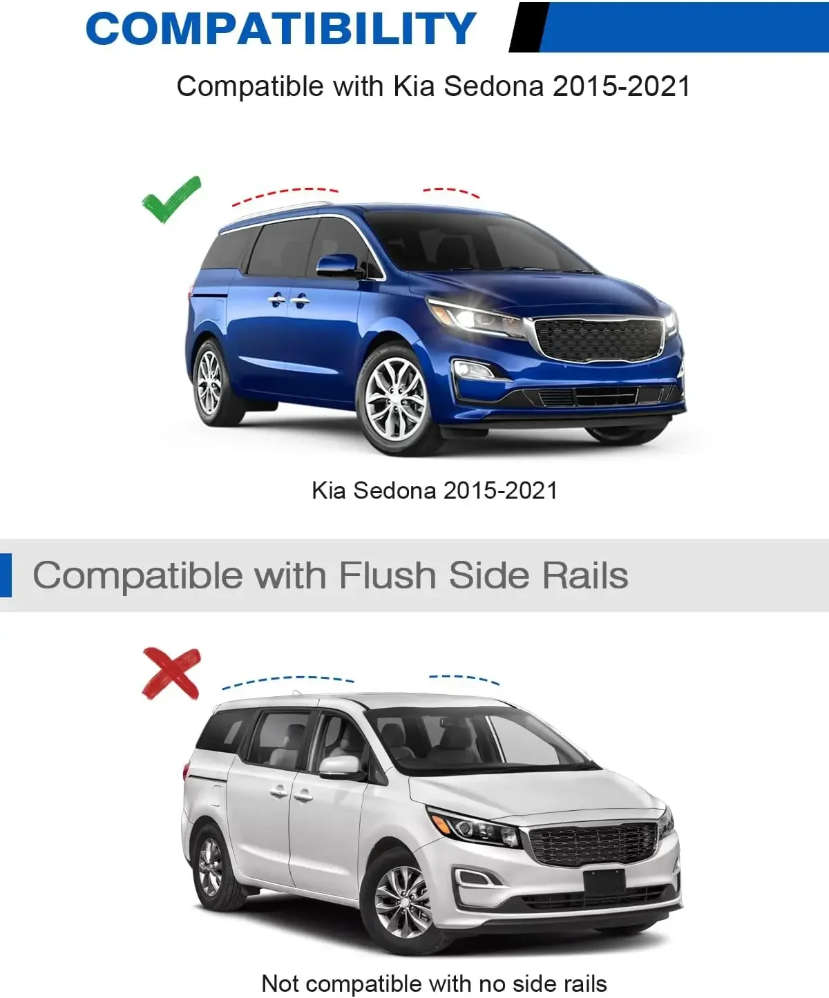 300lbs Roof Rack Cross Bars for Kia Sedona 2015-2021 | Heavy Duty Aluminum Roof Rails Crossbars Cargo Canoe Black Rooftop Cargo