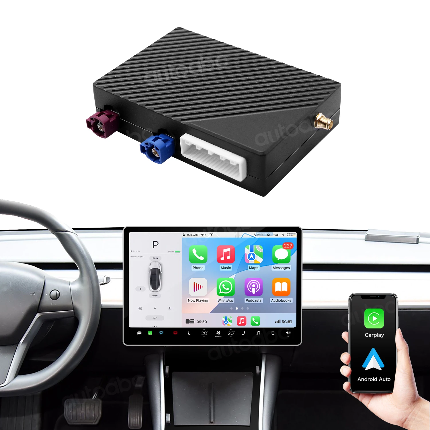 

Беспроводной адаптер CarPlay и Android Auto, совместимый с Tesla Model 3 X/Y, поддерживающий аксессуары для навигационного зеркала AirPlay