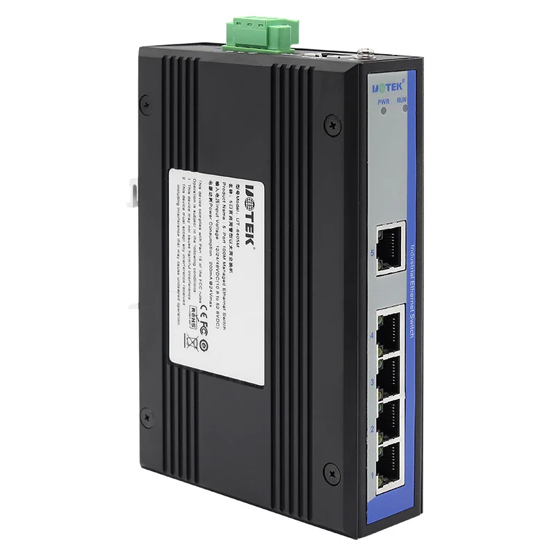 UOTEK 5-Port 100M Simple Managed Ethernet Switch Industrial DIN-Rail Ethernet Switch UT-6405M