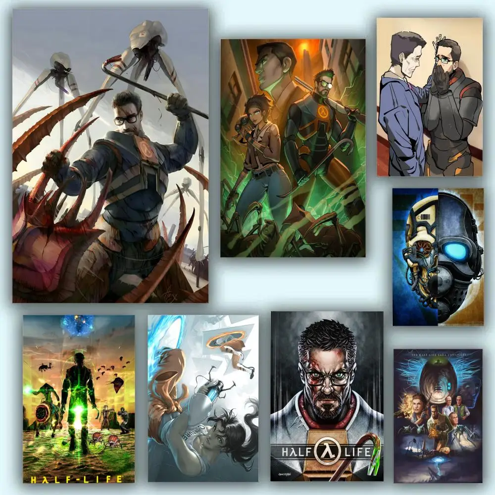 لعبة الرماية H-نصف الحياة ملصق دائم اللوحة قماش الجدار الشنق المنزل DIY بها بنفسك الديكور الفن جدارية الجمالية مقاوم للماء #1