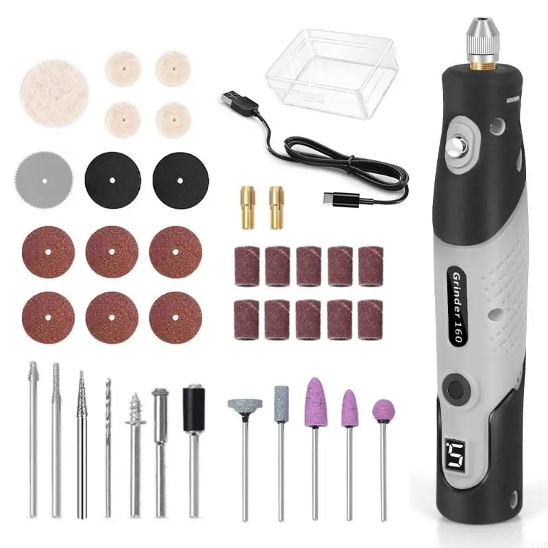 

L74D Mini Cordless Rotary Tool 5 Speed Grinder Accessories Rechargeable Art Craft Tool for Sanding Polishing Grinding