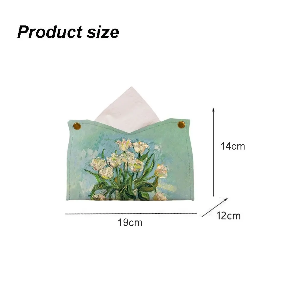 Creative Van Gogh Tissue Case Oil Painting Leather Napkin Holder Durable Large Storage Car Tissue Box Car