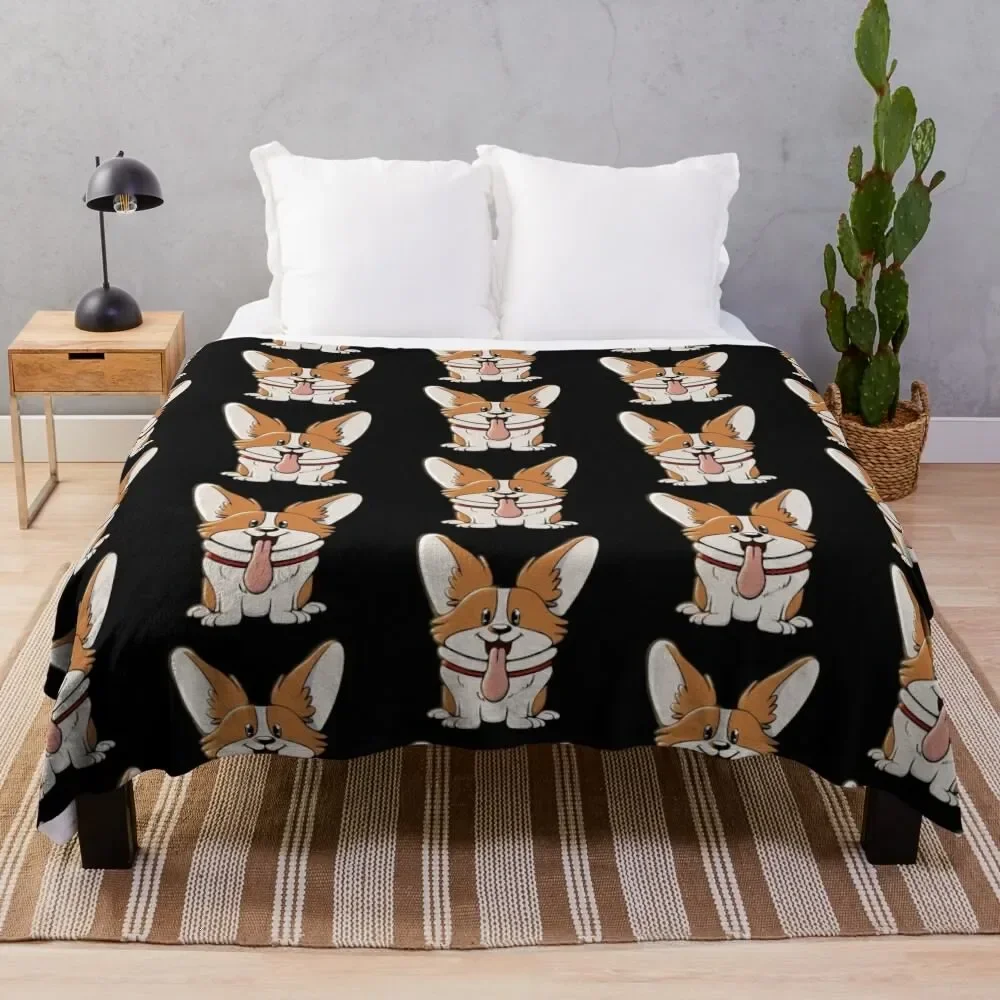 

Cute Corgi Throw Blanket Retros Flannel Blankets