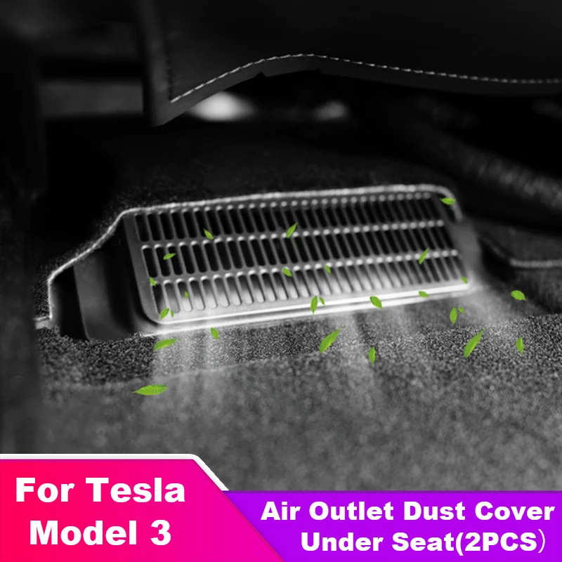 

For Tesla Model 3 2017-2023 Car Air Outlet Cover Under Seat Air Vent Dust Cover 2PCS