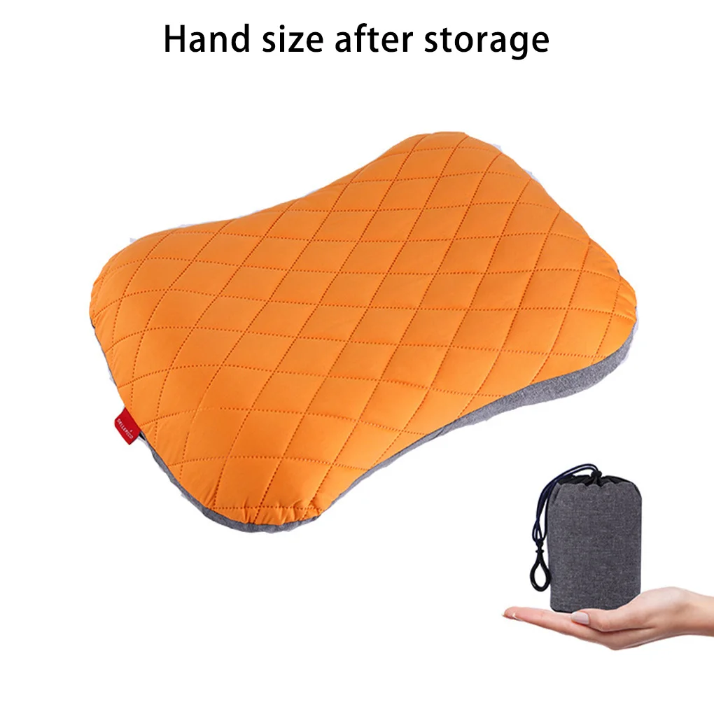 Inflatable Foldable Pillow Travel Trip Nap Device Waist Cushion Air Pillows Car Plane Head Rest Fixed Strap Case Black