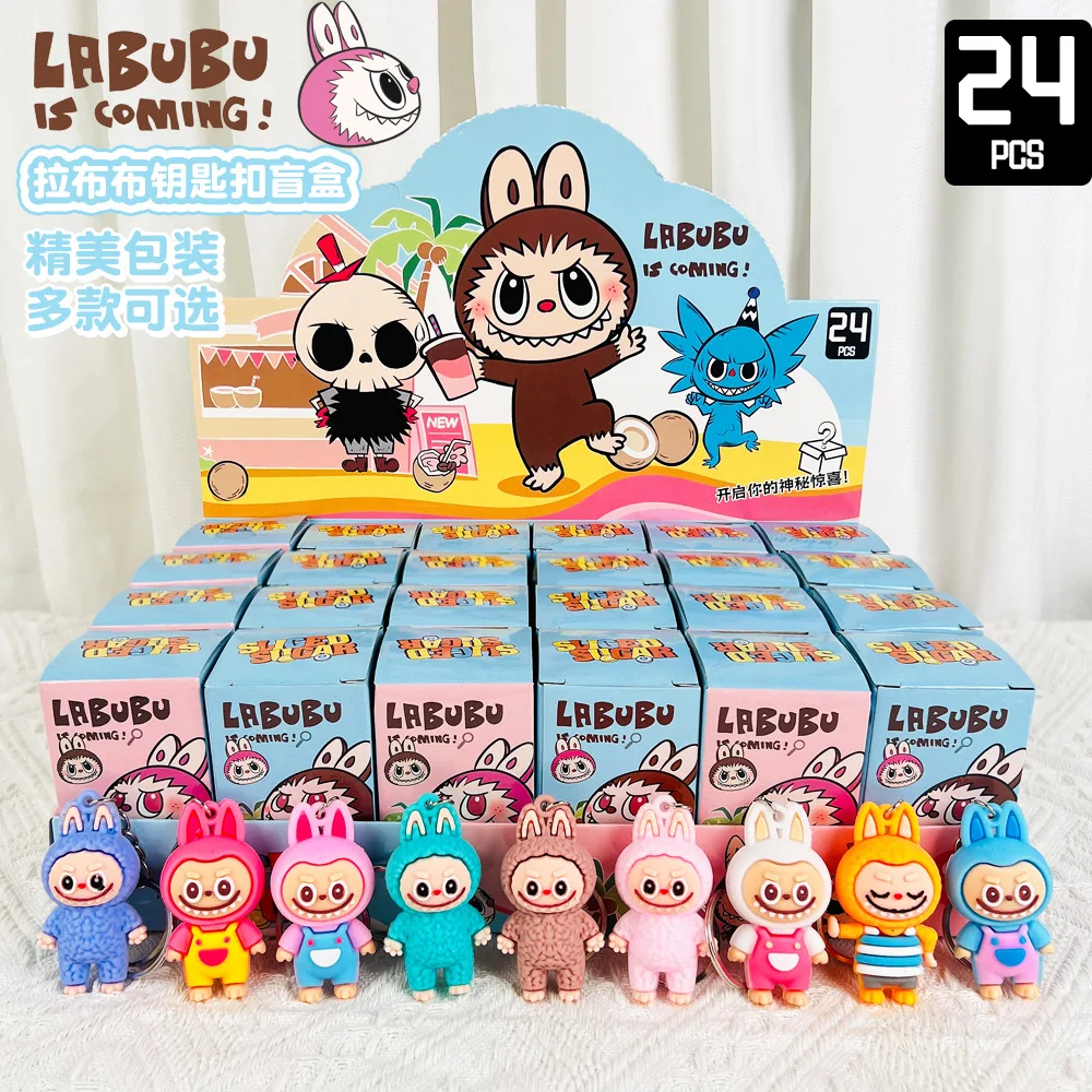 

24pcs Labubu Blind Box Figure Doll Pvc Small Pendant Trendy Cute Kawaii Cartoon Keychain Mystery Box Bag Decorations Wholesale