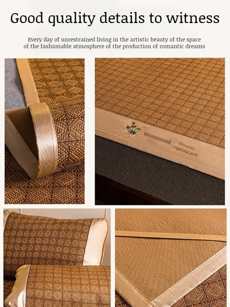 Cool Mat Bamboo Mat Summer Naked Sleeping Student Dormitory Mattress Foldable Ice Silk Mat Dual-Use Double-Sided Household