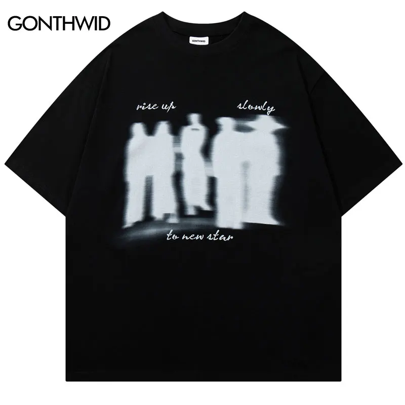 

Hip Hop Tshirt Streetwear Shadow Graphic Printed T-Shirts Mens Punk Gothic Baggy Shirt Harajuku Casual Short Sleeve Tops Tee