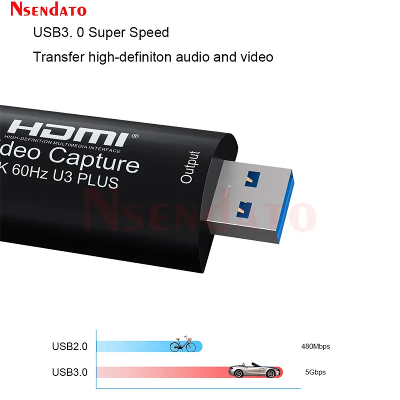 4K 60Hz USB3.0 Audio Video Capture Card Adapter 1080P 60fps USB 3.0 Video Game Grabber Card for OBS Live Streaming PC TV Monitor