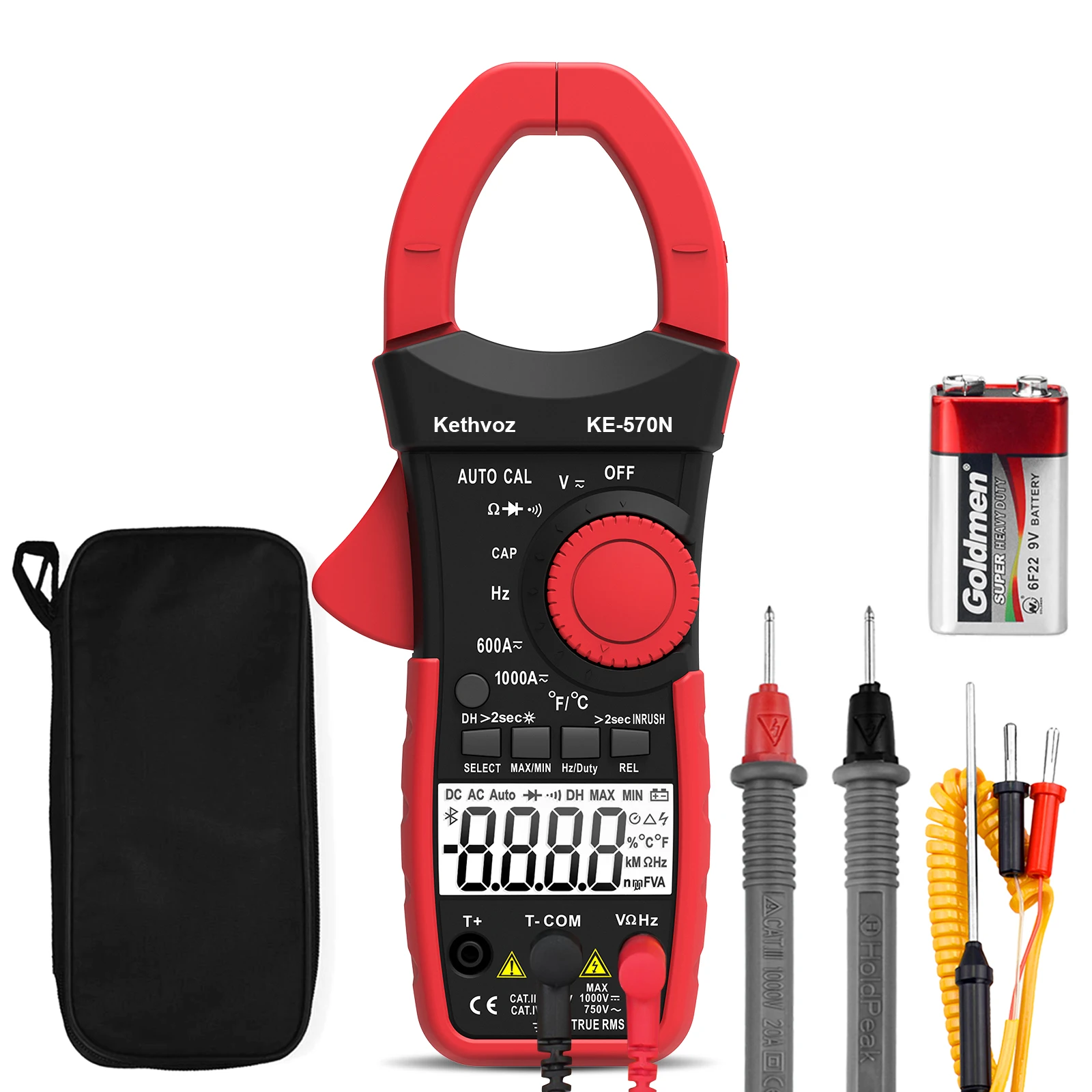 

Digital Clamp Meter TRMS 6000 Counts, AC/DC Voltage 1000A Current NCV Amp Meter, Clamp Multimeter with Resistance, Capacitance