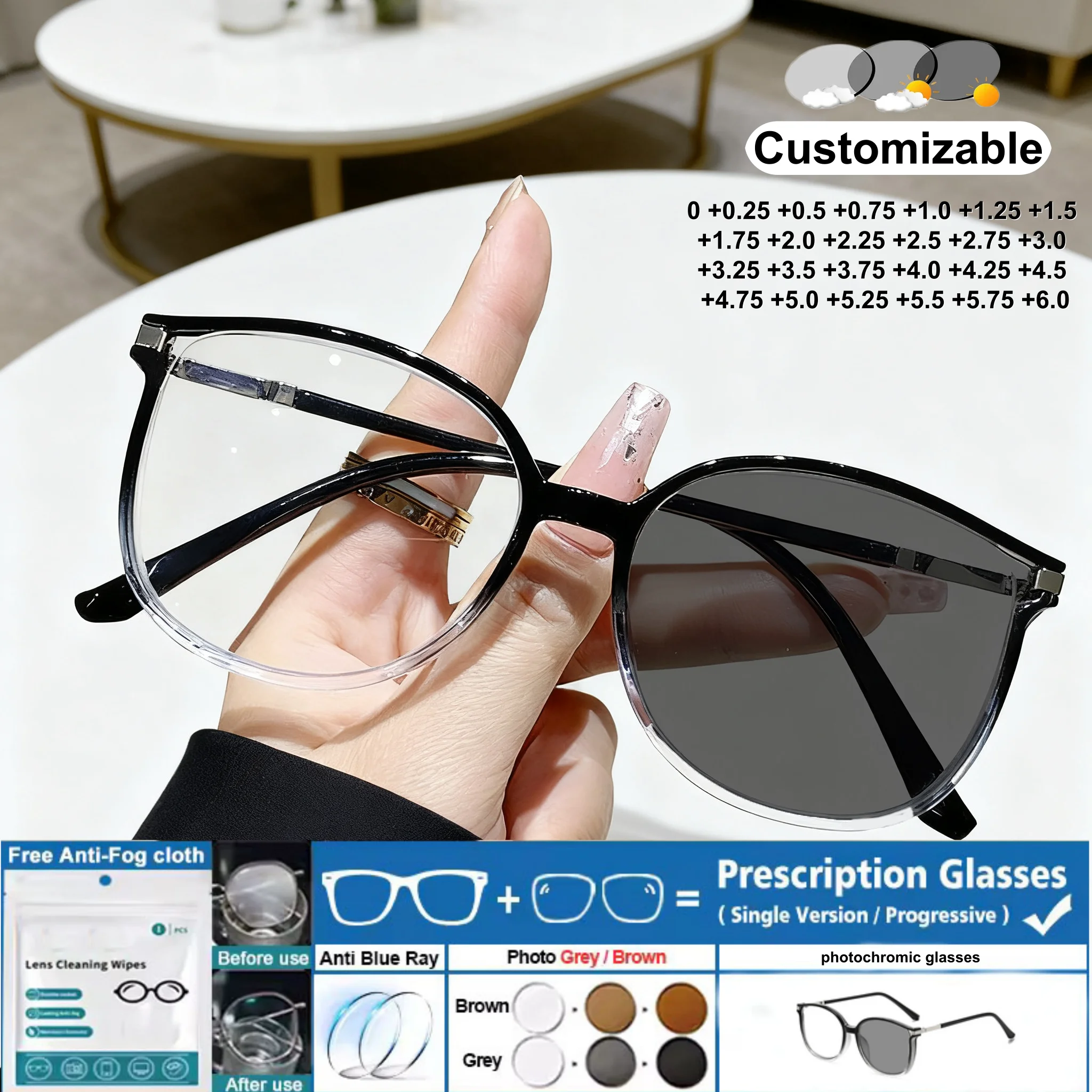 

Fashionable Cat Eyes Can Be Customized with Photochromic Reading Glasses for Outdoor Men's and Women's Prescription Glasses