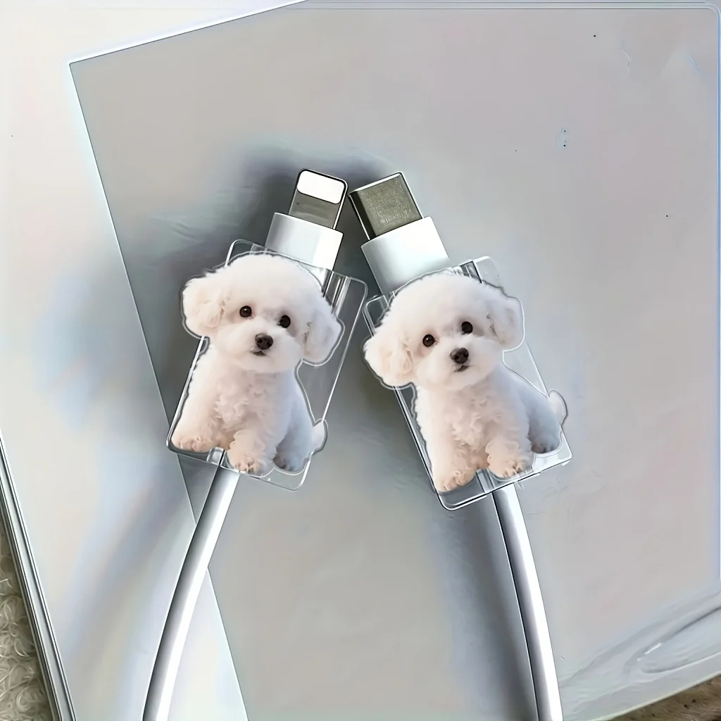 Cute White Teddy Data Cable Protector, Anti-Breakage, Type-C Phone Data Cable Protector, Beautiful and Durable
