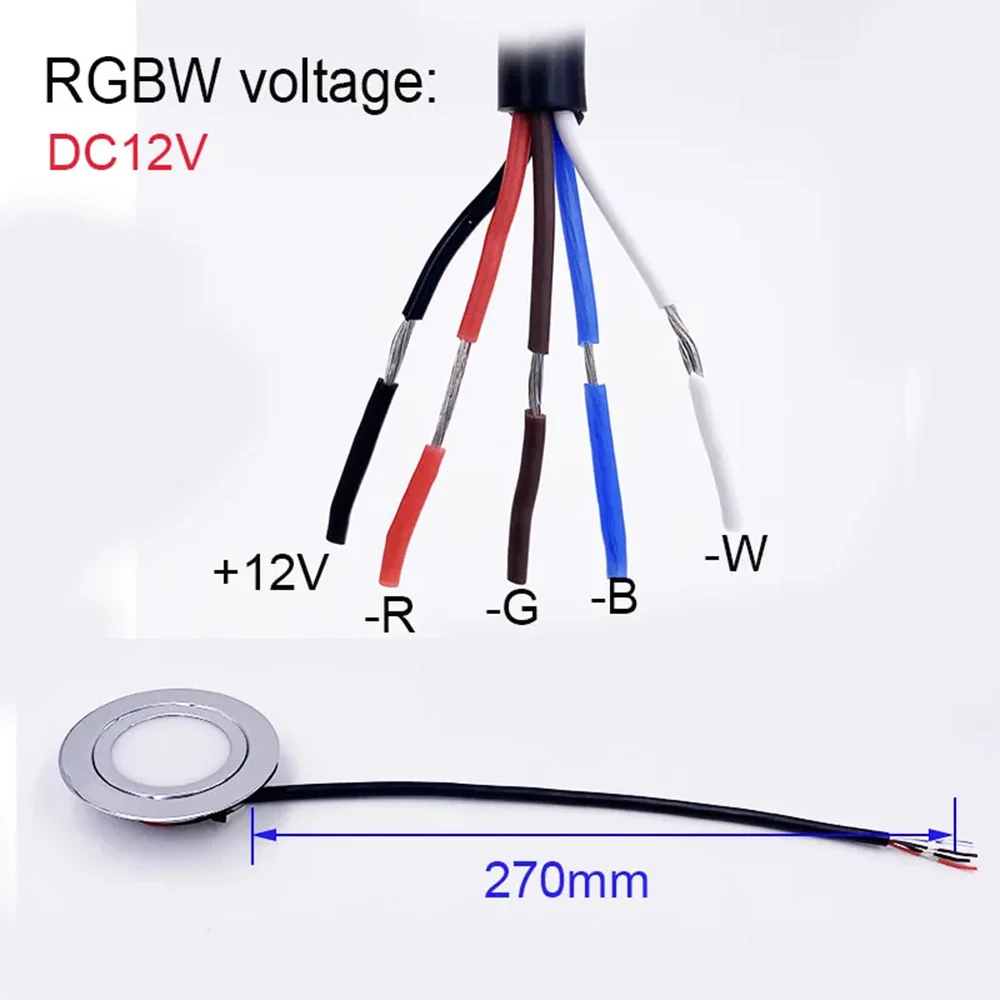 LED Mini Waterproof Spotlight, Ceiling Hidden Downlight, Ultra-thin Spot Light, Cabinet and Bathroom Lamp, IP65, 12V, 3W, RGBW