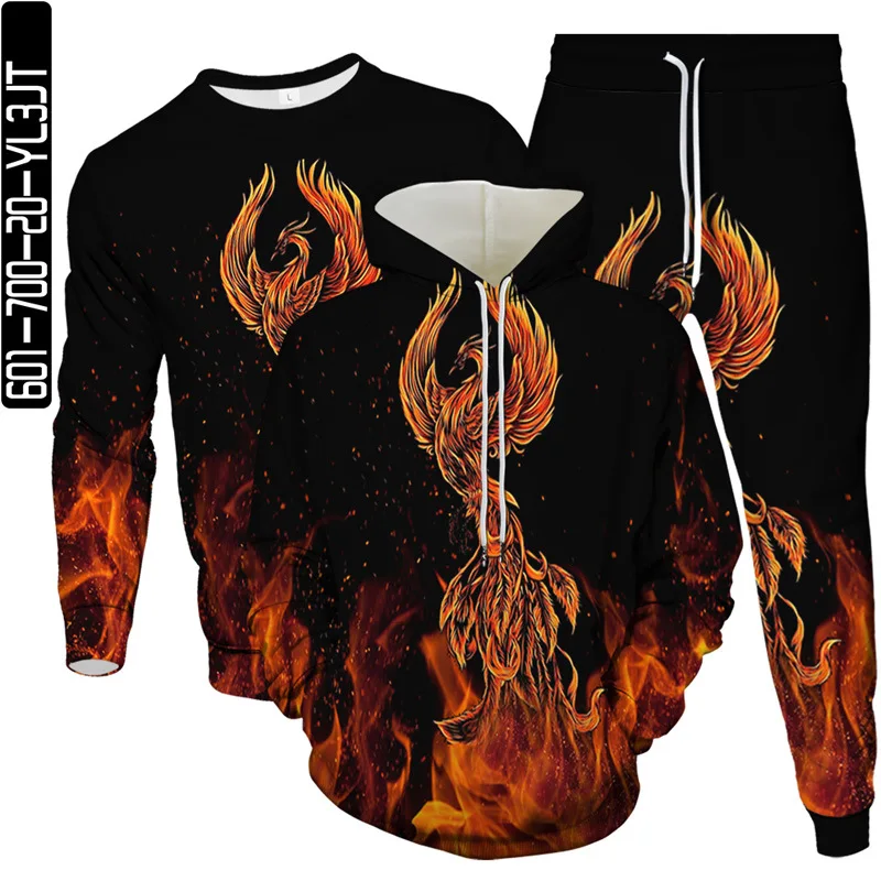 

Fire Animal Phoenix Flame 3D Print Men Clothing Suit Women Outdoor Casual Tracksuit Hoodies Sweatshirt Pants 3Pcs Set Size S-6XL