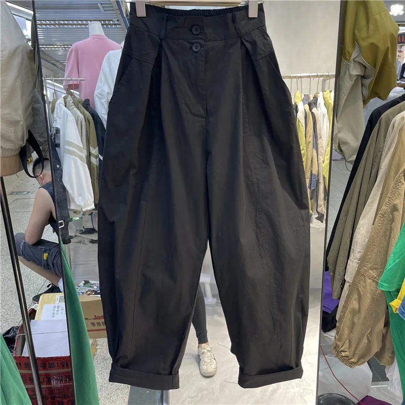 Fashionable Loose Women's Harlan Pants High Waist Slimming Versatile Early Autumn New Arrival Korean Style Commute Cotton