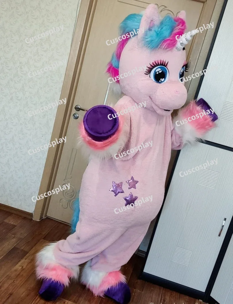 Christmas Pink Unicorn Mascot Costume Horse Mascot Costume Parade Birthdays For Adult Animal Halloween Party Costumes