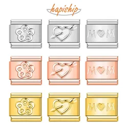 Hapiship 2023 Fashion Crowm Flower princess Mom Horse Italian Links Charm Fit 9mm Stainless Steel Bracelet Jewelry Making DJ467