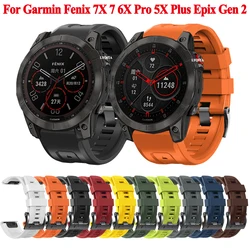 22mm 26mm Silicone Strap For Garmin Fenix 7X 7 6 6X Pro 5 5X Plus Epix Gen 2 Quick Release Screw Buckle Watch Band Bracelet Belt