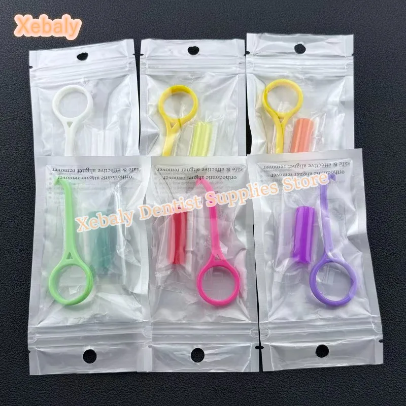 50Sets Dental Brace Extractor Orthodontic Aligner Chewies 6 Fruit Scents Oral Teeth Aligner Removal Hook Tool Set