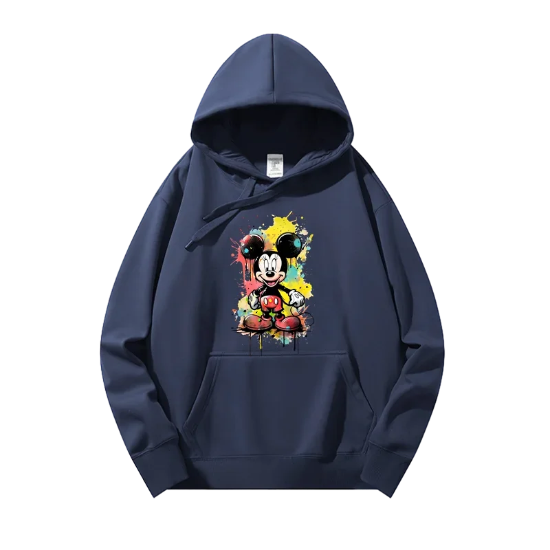 Otoño e Invierno nuevas sudaderas con capucha con estampado de Mickey de Disney para hombres y mujeres Retro dibujos animados Mickey Mouse ropa de pareja de moda Sudadera con capucha