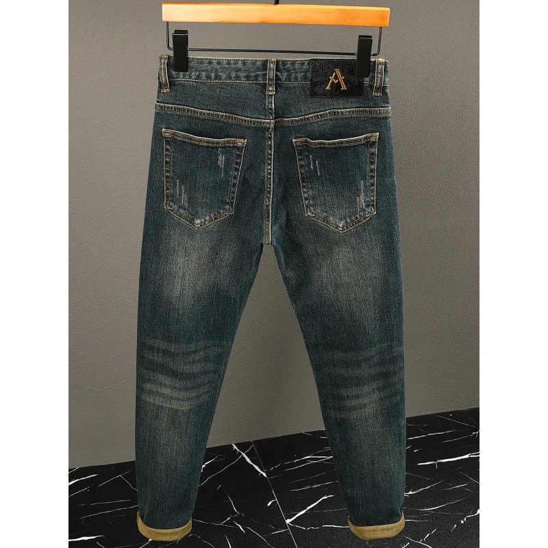 

Spring and Autumn Simple Nine-point Jeans Men, Trendy Street Style, Nostalgic Retro Versatile Skinny Pants
