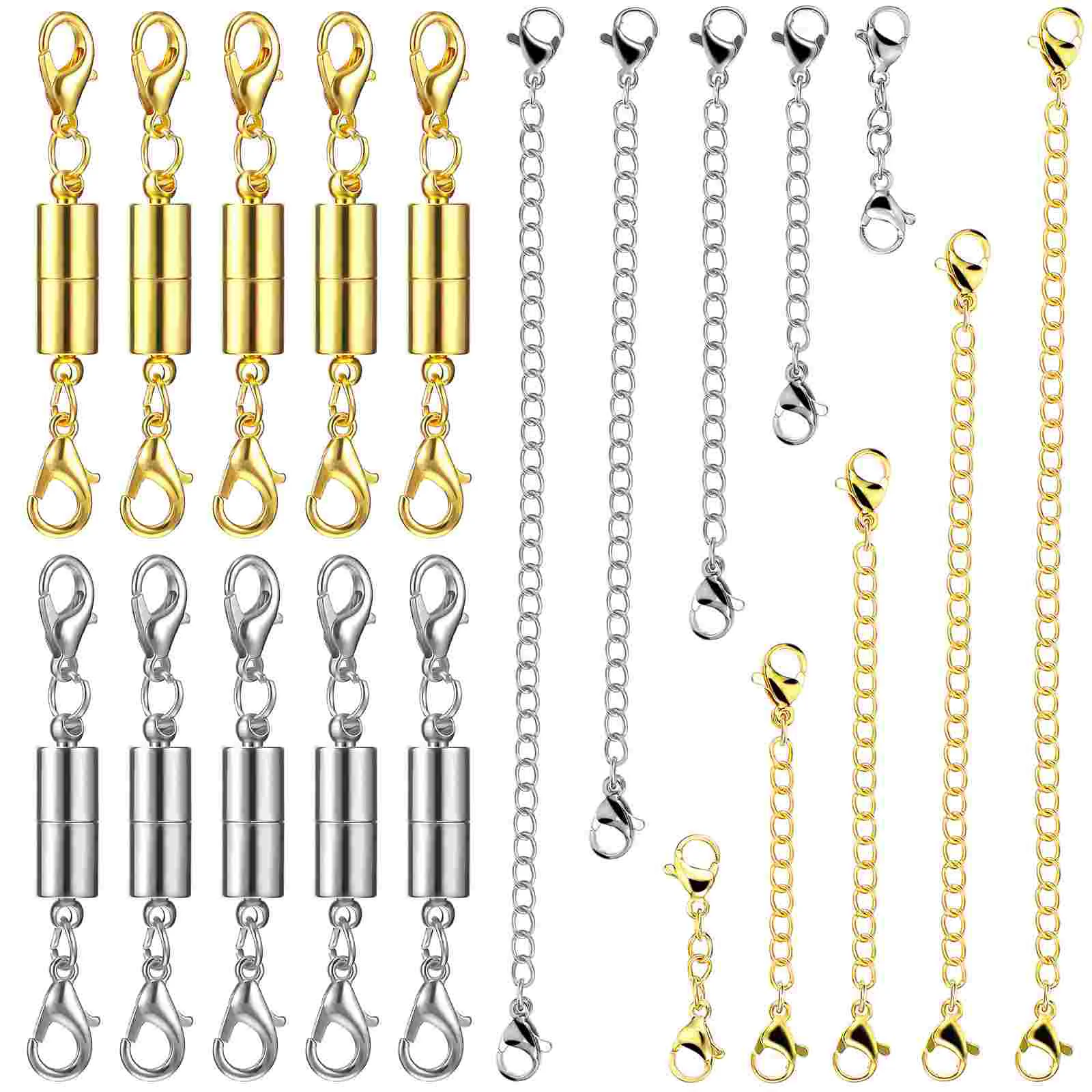 10 Pcs Chain Extender Bracelet Extenders Magnetic Connector Clasps Necklace for Jewelry Making Silver