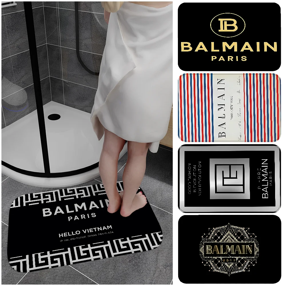 1PC B-Balmain Floor Mat Entrance Door Mat Washable Non-Slip Living Room Sofa Chairs Area Mat Kitchen Welcome Doormat