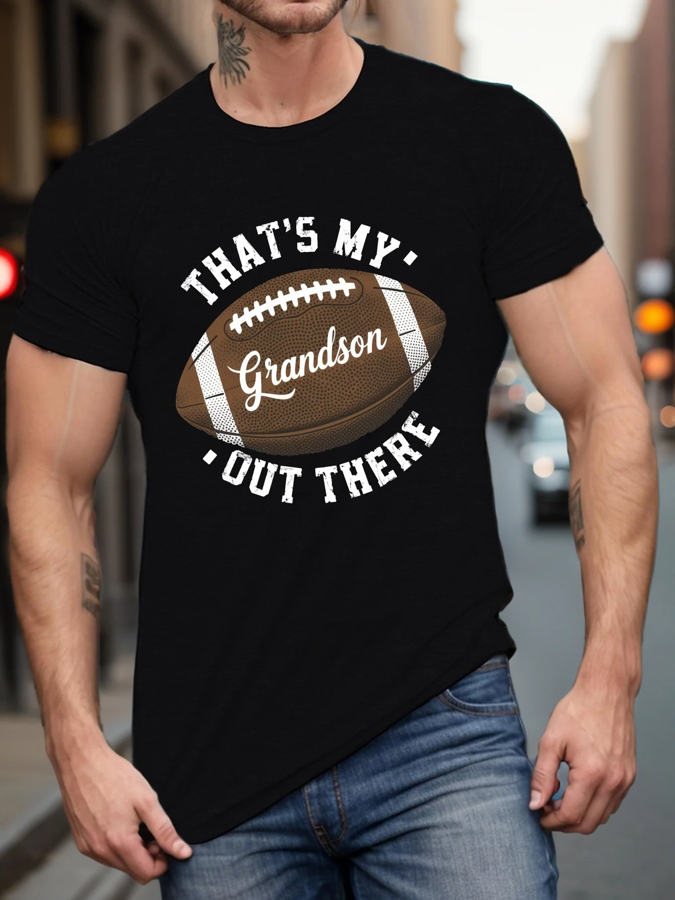 Plus Size Men's Summer T-Shirt - Football 