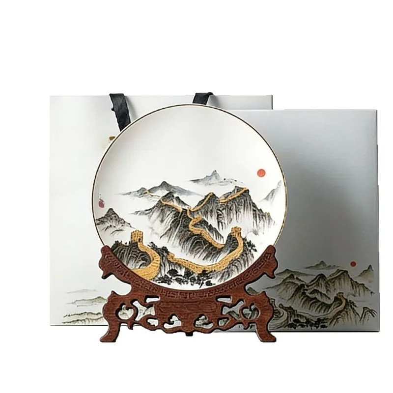Wanli Great Wall ceramic decorative plate, Chinese ornaments gift plate, office decorative plate business