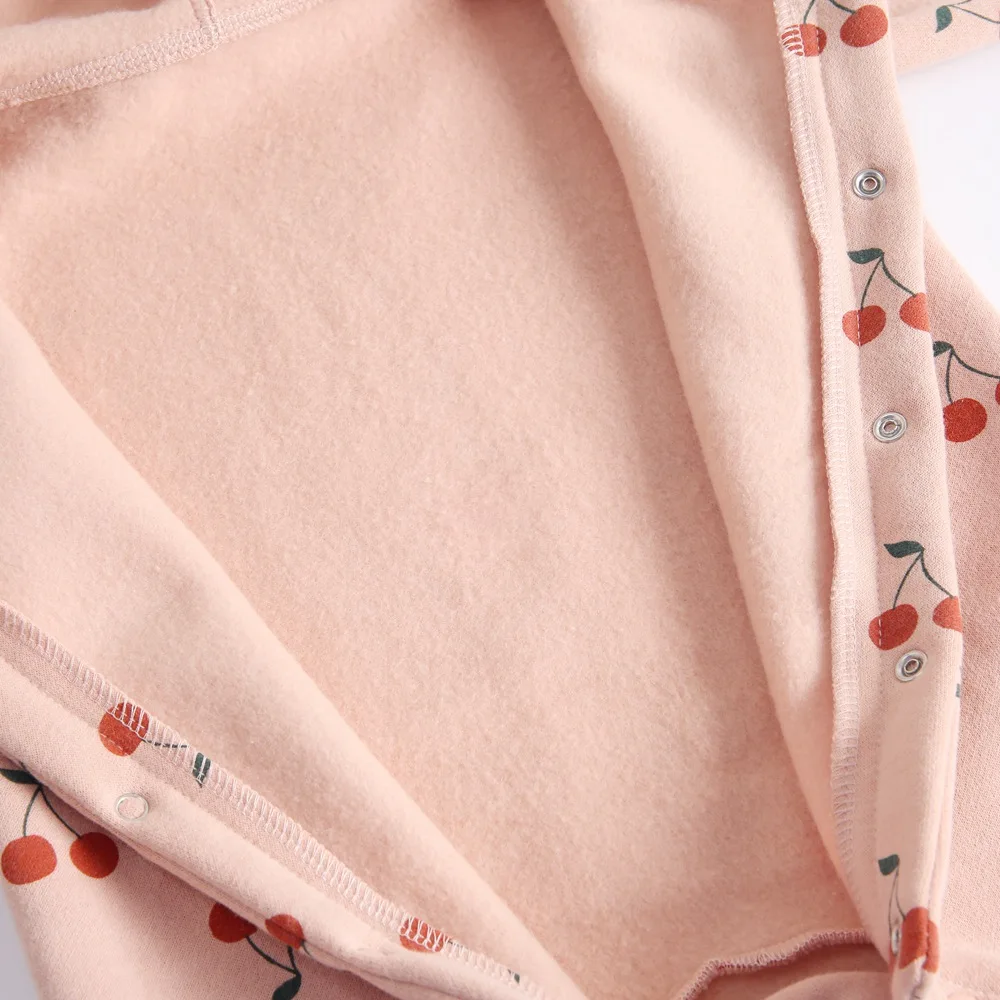 Mamelucos para niñas con estampado de cereza, ropa de invierno, mono de dibujos animados para recién nacidos