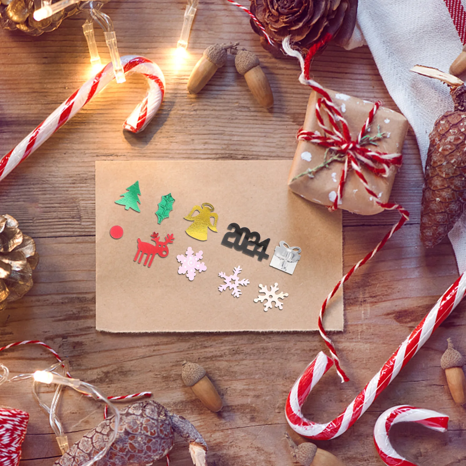 

1Set Christmas Confetti Festive Party Decor 2024 New Year Table Scatters Multifunctional Confetti Decors Photo Props