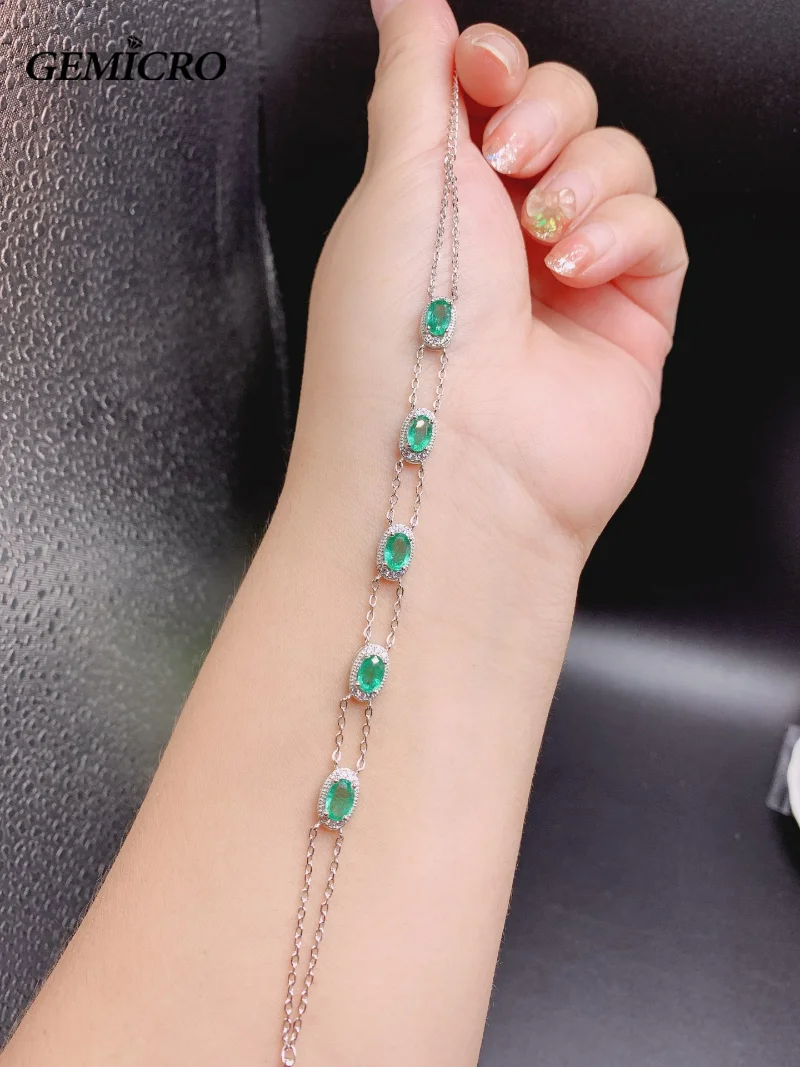 New Arrival Charming Fashionable Bracelet with Natural Geniune Ruby Sapphire and Emerald/Sterling 925 Silver Women Fine Jewelry