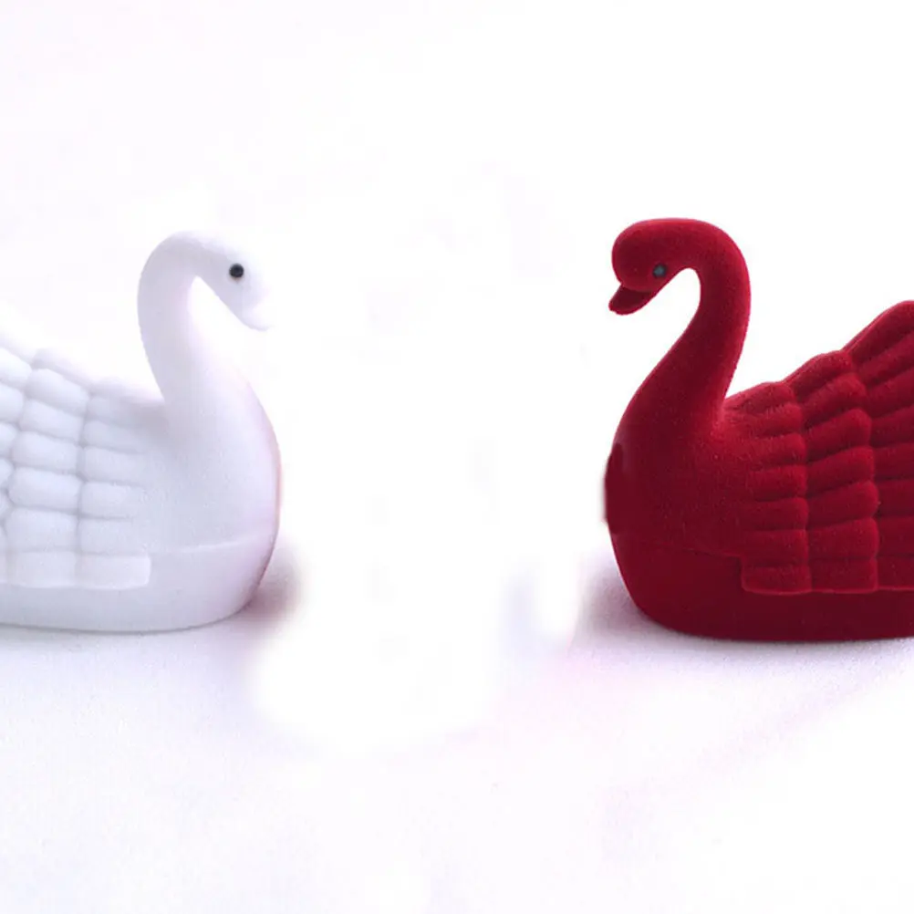 

2Pcs Jewelry Box Swan Shape Fashion Exquisite Ring Case Portable Storage Box for Women White Pink Elegant Design