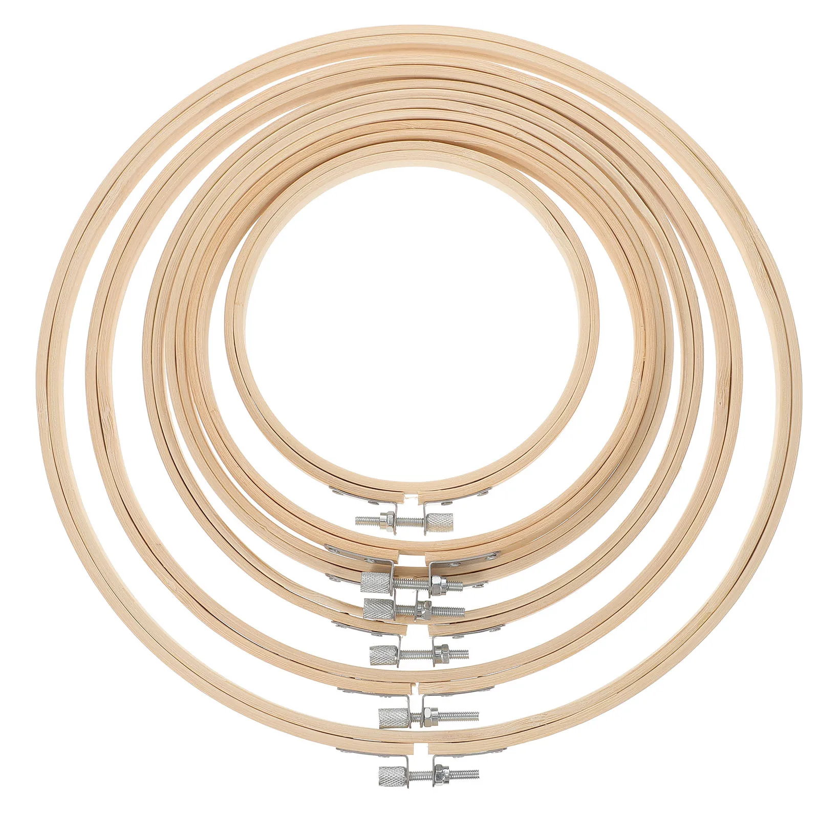 

6Pcs Bamboo Embroidery Hoops Different Sizes Strong Craft Sewing Frames Cross Stitch Rings DIY Embroidery Tools