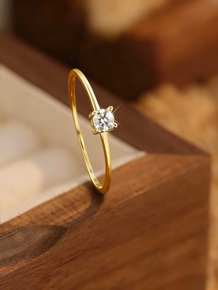 925 Sterling Silver Minimalism Sparkling Four Claw Zircon Ring For Women Engagement Wedding Fashion High Quality Fine Jewelry